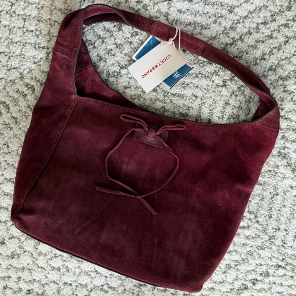 Lucky Brand Maroon Suede Shoulder Bag